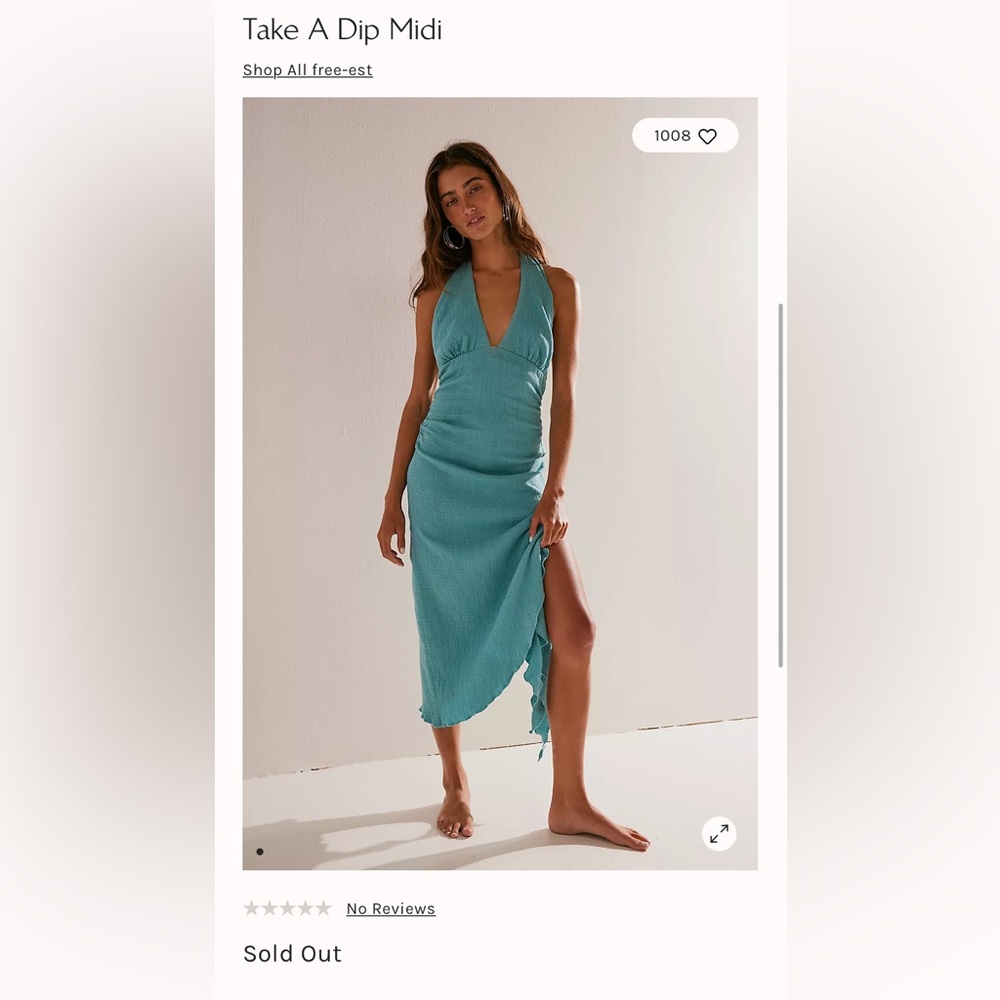 Free People Take A Dip Teal Midi Dress! NWOT. Size various